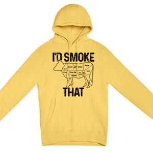 Chef Butcher Cook Bbq Id Smoke That Cow Beef Funny Gift Premium Pullover Hoodie