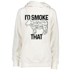 Chef Butcher Cook Bbq Id Smoke That Cow Beef Funny Gift Womens Funnel Neck Pullover Hood