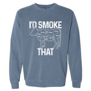 Chef Butcher Cook Bbq Id Smoke That Cow Beef Funny Gift Garment-Dyed Sweatshirt