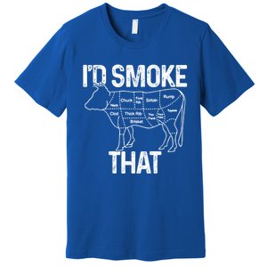 Chef Butcher Cook Bbq Id Smoke That Cow Beef Funny Gift Premium T-Shirt