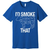 Chef Butcher Cook Bbq Id Smoke That Cow Beef Funny Gift Premium T-Shirt