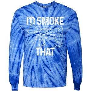 Chef Butcher Cook Bbq Id Smoke That Cow Beef Funny Gift Tie-Dye Long Sleeve Shirt