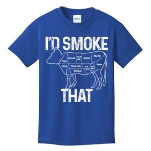 Chef Butcher Cook Bbq Id Smoke That Cow Beef Funny Gift Kids T-Shirt