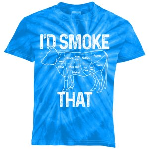 Chef Butcher Cook Bbq Id Smoke That Cow Beef Funny Gift Kids Tie-Dye T-Shirt