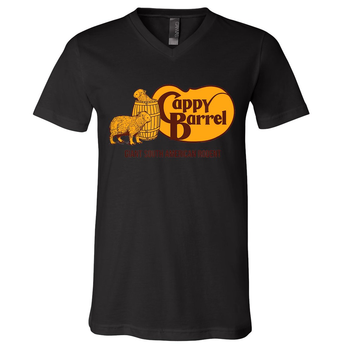 Cappy Barrel; Capybara Campaign Store Logo V-Neck T-Shirt