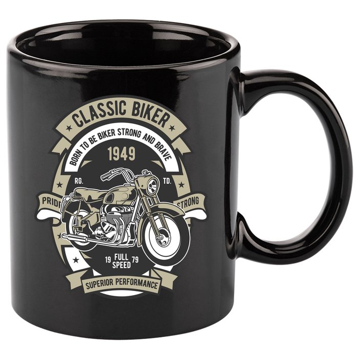 Classic Biker 11oz C Handle Ceramic Mug