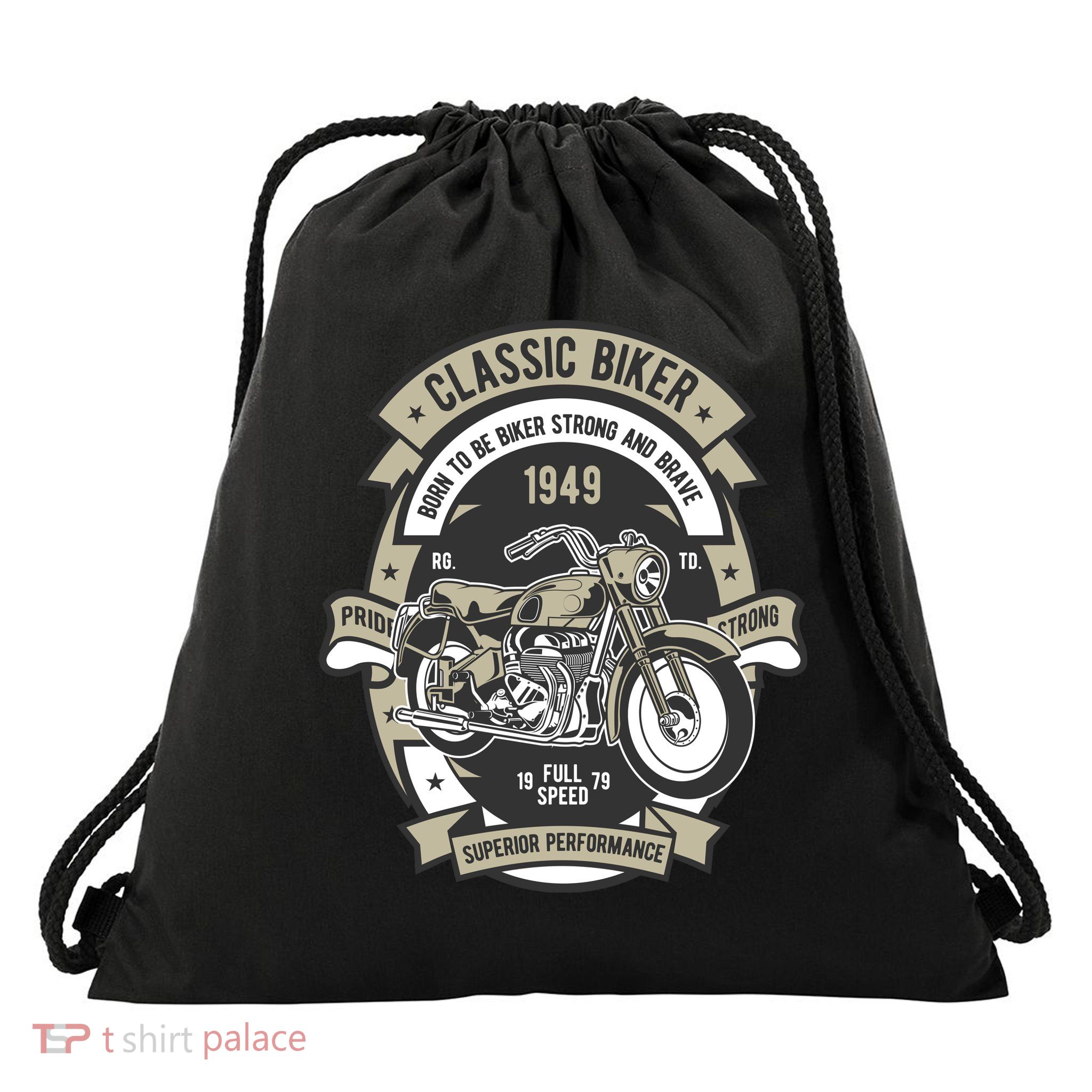 Classic Biker Drawstring Bag