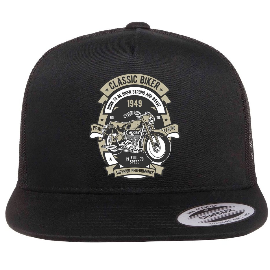 Classic Biker Flat Bill Trucker Hat