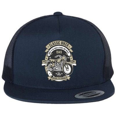 Classic Biker Flat Bill Trucker Hat