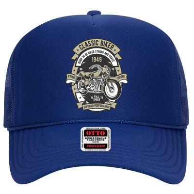 Classic Biker High Crown Mesh Back Trucker Hat