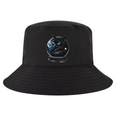 Cosmic Black Cat Crystal Globe Cool Comfort Performance Bucket Hat