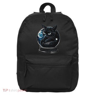 Cosmic Black Cat Crystal Globe 16 in Basic Backpack
