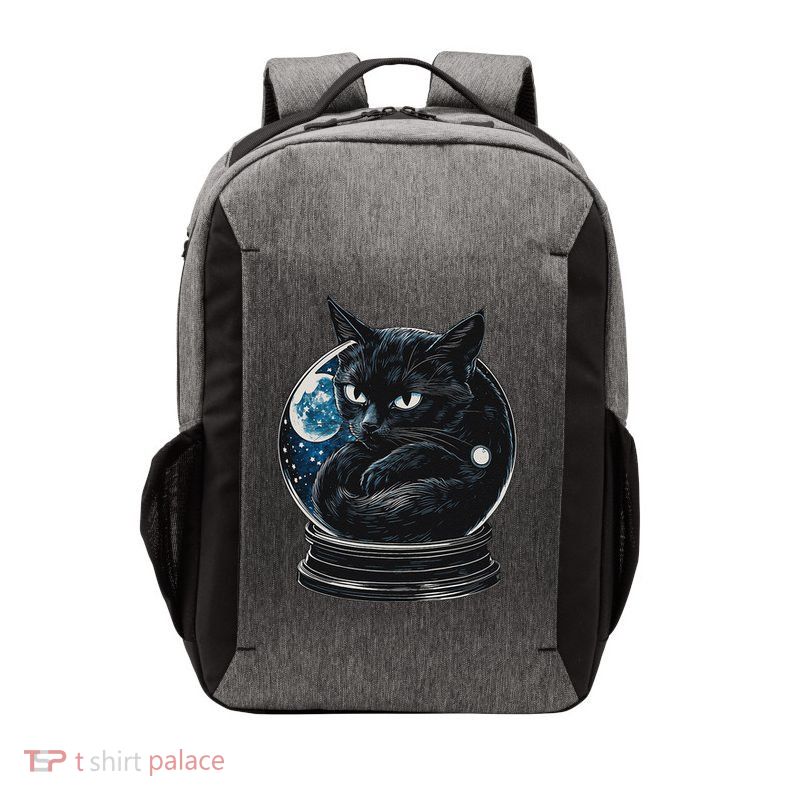 Cosmic Black Cat Crystal Globe Vector Backpack