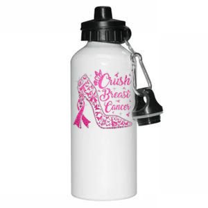 Crush Breast Cancer Awareness Bling Pink_ Ribbon Aluminum Water Bottle