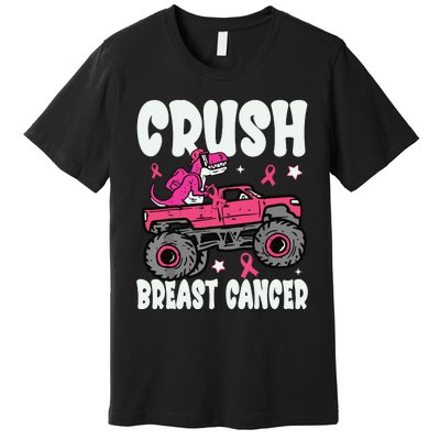 Crush Breast Cancer Dinosaur Truck Awareness Premium T-Shirt