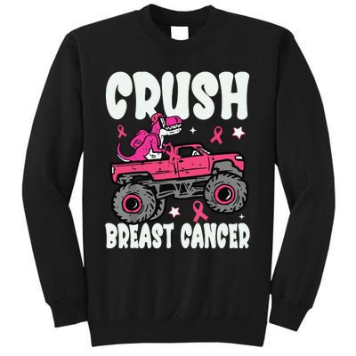 Crush Breast Cancer Dinosaur Truck Awareness Tall Sweatshirt