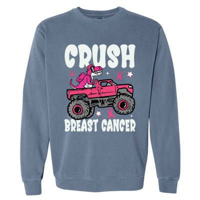 Crush Breast Cancer Dinosaur Truck Awareness Garment-Dyed Sweatshirt