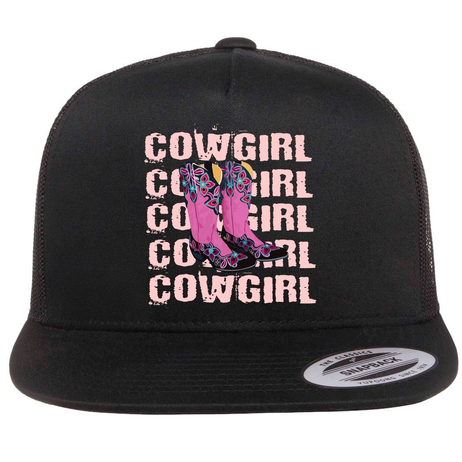 Cowgirl Boots Flat Bill Trucker Hat
