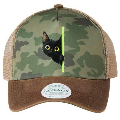 Cute Black Cat Peeking Curious Kitten 1 Legacy Tie Dye Trucker Hat