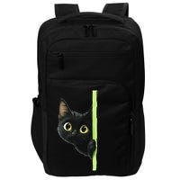 Cute Black Cat Peeking Curious Kitten 1 Impact Tech Backpack