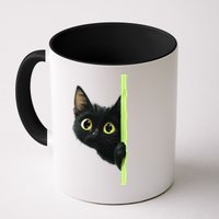 Cute Black Cat Peeking Curious Kitten 1 Mug