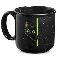Cute Black Cat Peeking Curious Kitten 1 15oz Campfire Ceramic Mug