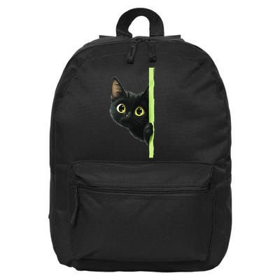 Cute Black Cat Peeking Curious Kitten 1 16 in Basic Backpack
