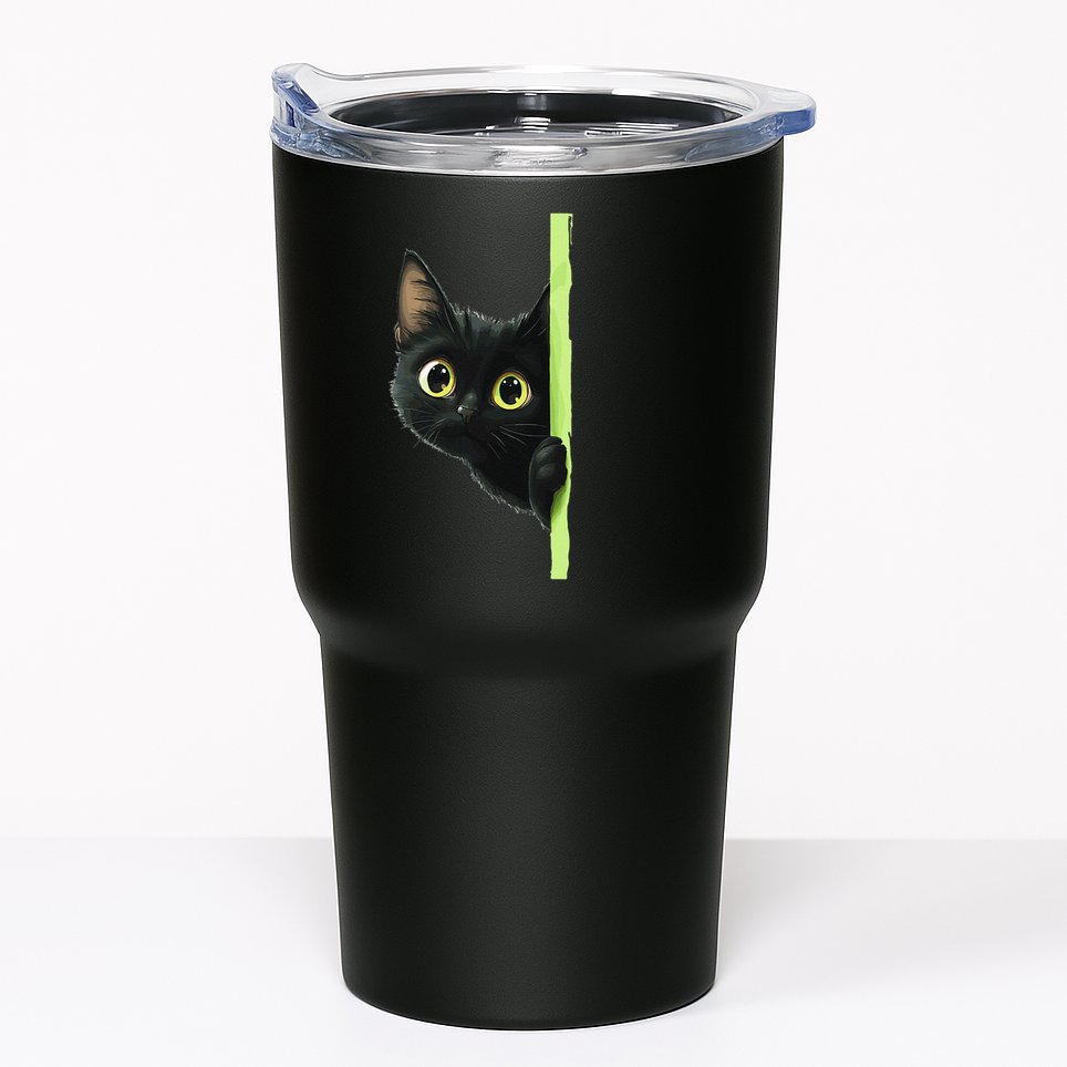 Cute Black Cat Peeking Curious Kitten 1 Tumbler