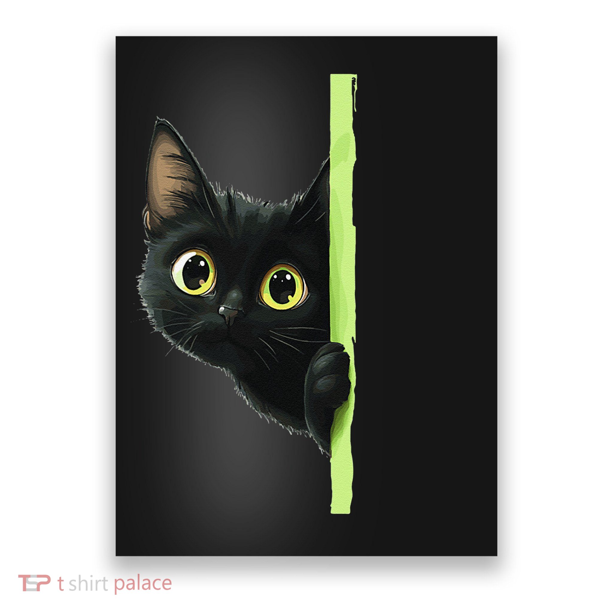 Cute Black Cat Peeking Curious Kitten 1 Poster