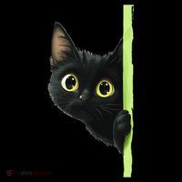 Cute Black Cat Peeking Curious Kitten 1 Premium T-Shirt
