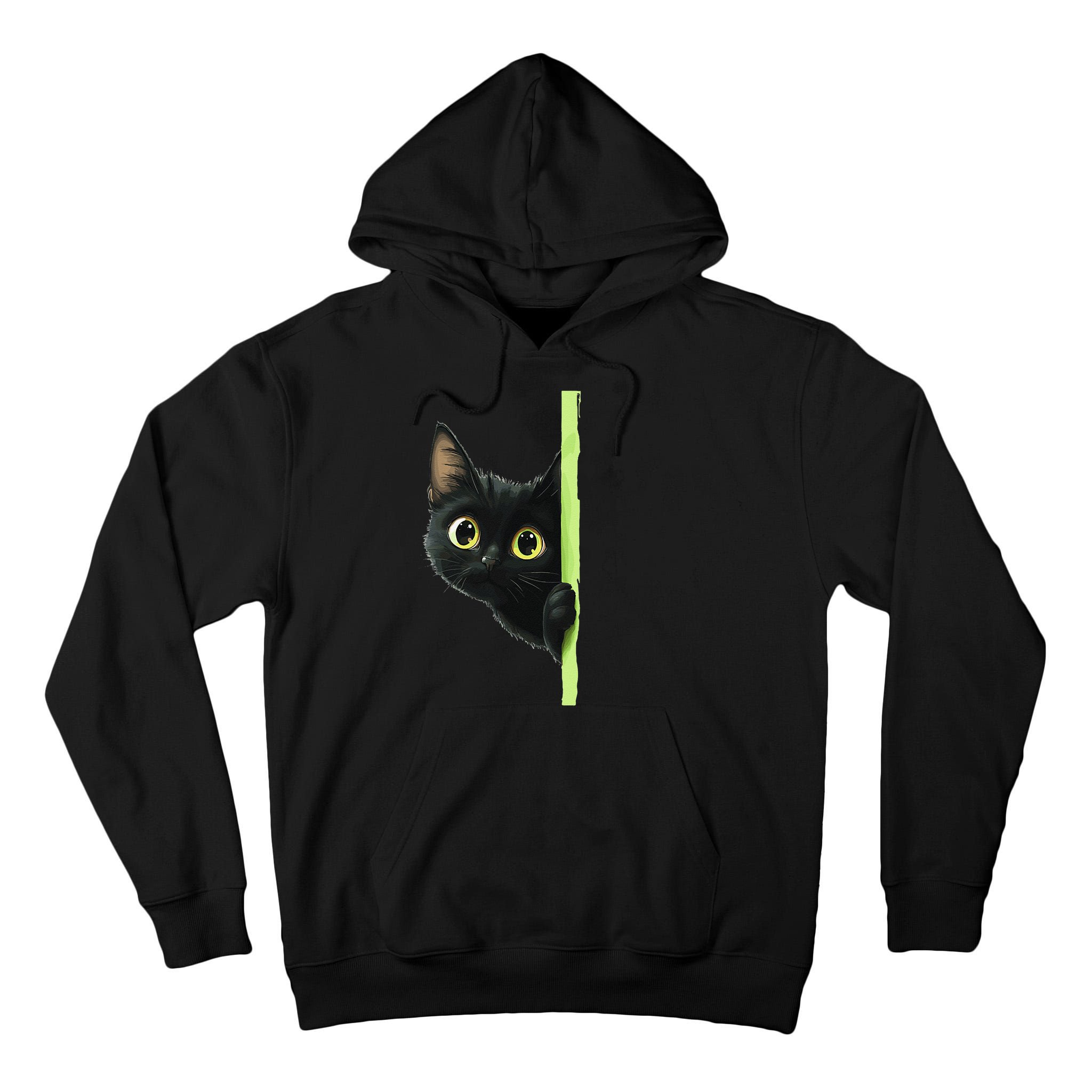 Cute Black Cat Peeking Curious Kitten 1 Tall Hoodie