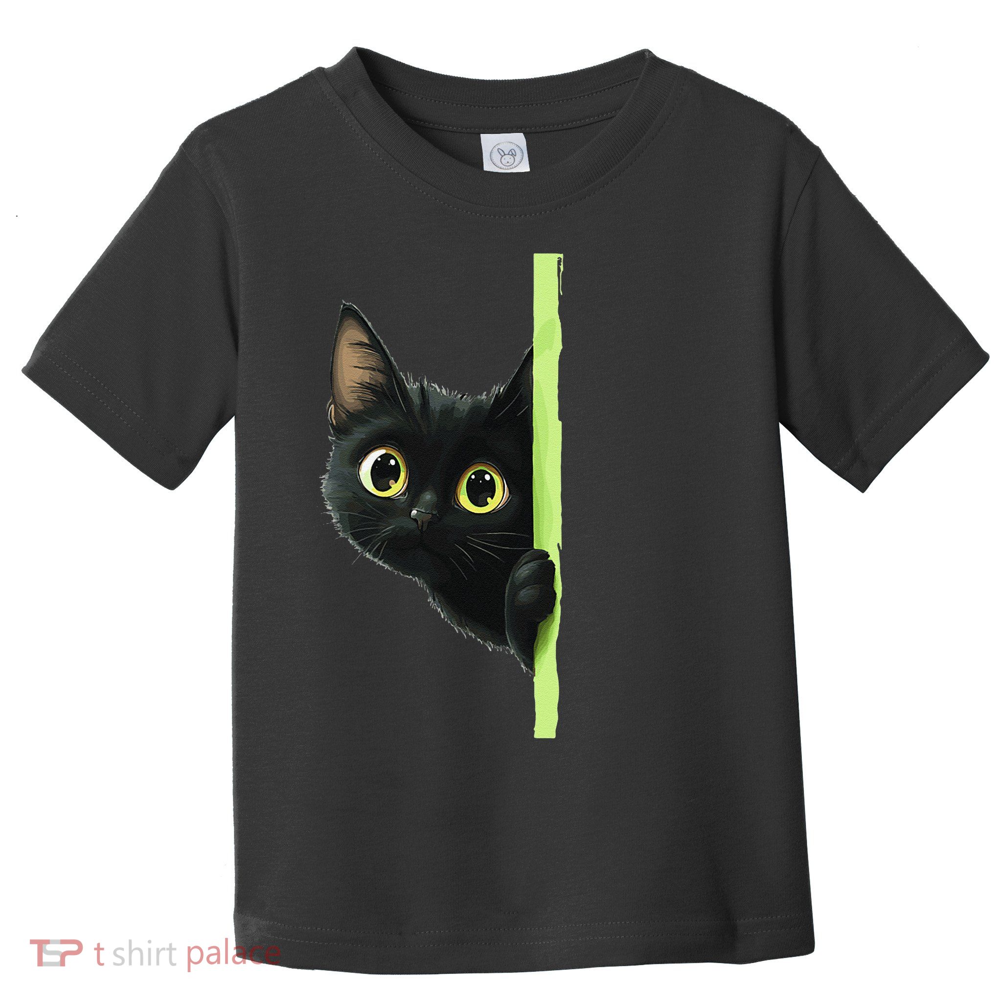Cute Black Cat Peeking Curious Kitten 1 Toddler T-Shirt