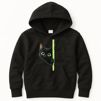 Cute Black Cat Peeking Curious Kitten 1 Kids Hoodie