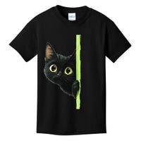 Cute Black Cat Peeking Curious Kitten 1 Kids T-Shirt