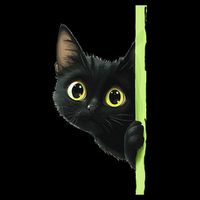 Cute Black Cat Peeking Curious Kitten 1 Kids T-Shirt