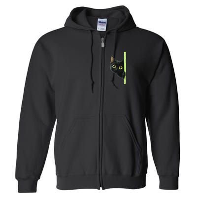 Cute Black Cat Peeking Curious Kitten 1 Full Zip Hoodie