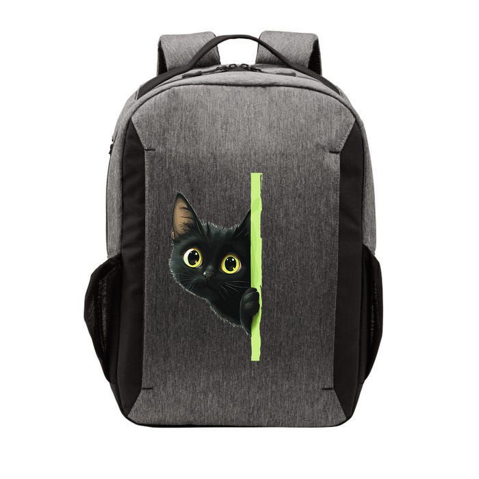 Cute Black Cat Peeking Curious Kitten 1 Vector Backpack