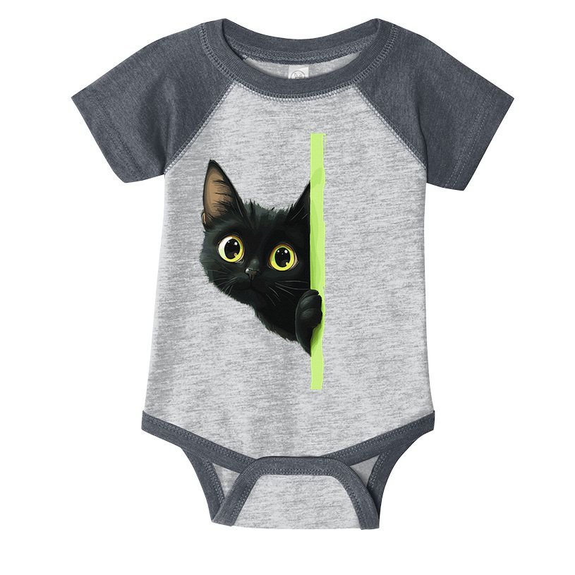 Cute Black Cat Peeking Curious Kitten 1 Infant Baby Jersey Bodysuit