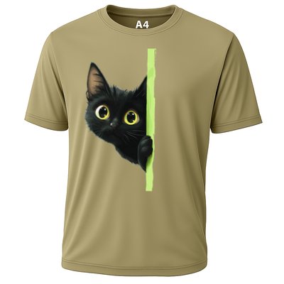 Cute Black Cat Peeking Curious Kitten 1 Performance Shirt