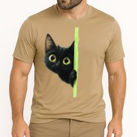Cute Black Cat Peeking Curious Kitten 1 Cooling Performance Crew T-Shirt