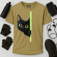 Cute Black Cat Peeking Curious Kitten 1 Cooling Performance Crew T-Shirt