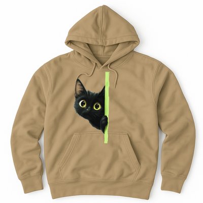 Cute Black Cat Peeking Curious Kitten 1 Hoodie