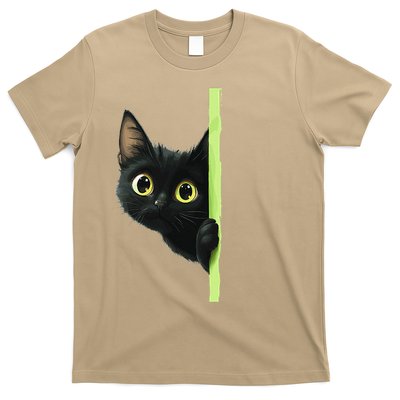 Cute Black Cat Peeking Curious Kitten 1 T-Shirt