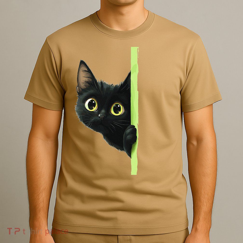 Cute Black Cat Peeking Curious Kitten 1 T-Shirt