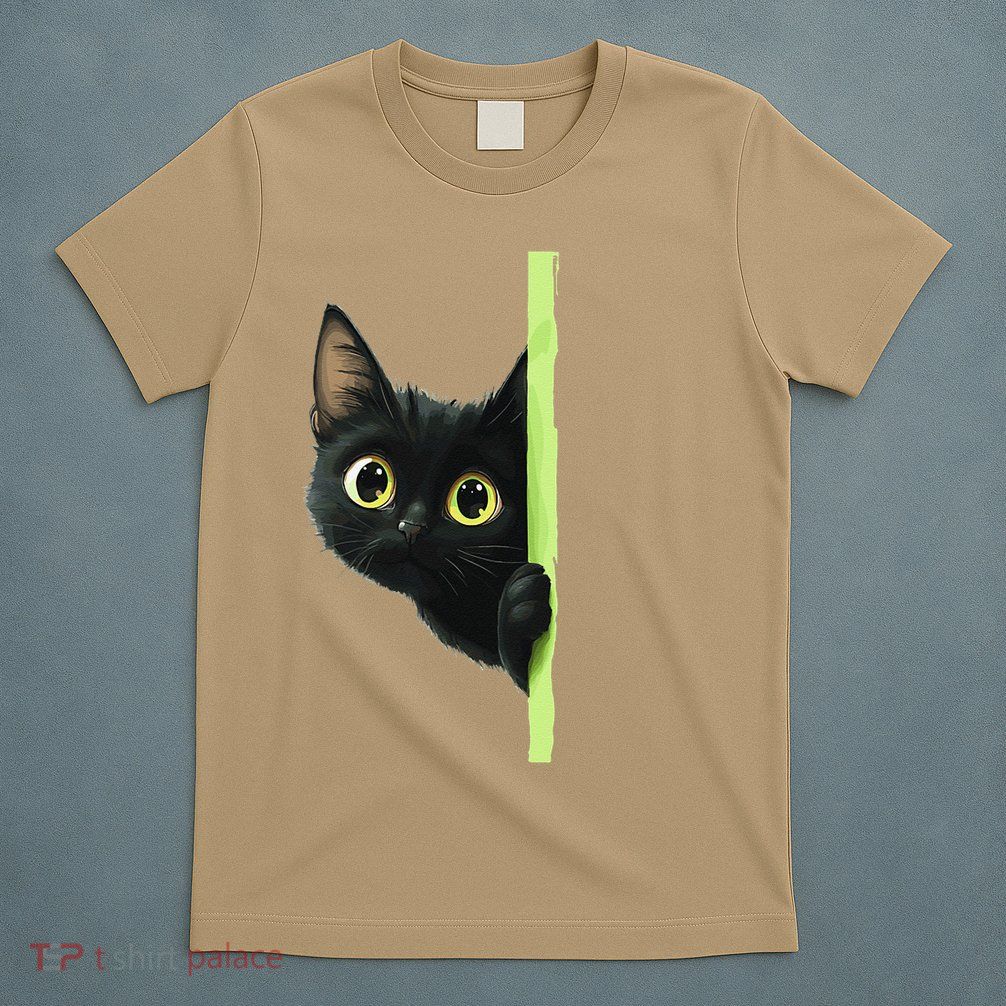 Cute Black Cat Peeking Curious Kitten 1 T-Shirt