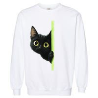 Cute Black Cat Peeking Curious Kitten 1 Garment-Dyed Sweatshirt