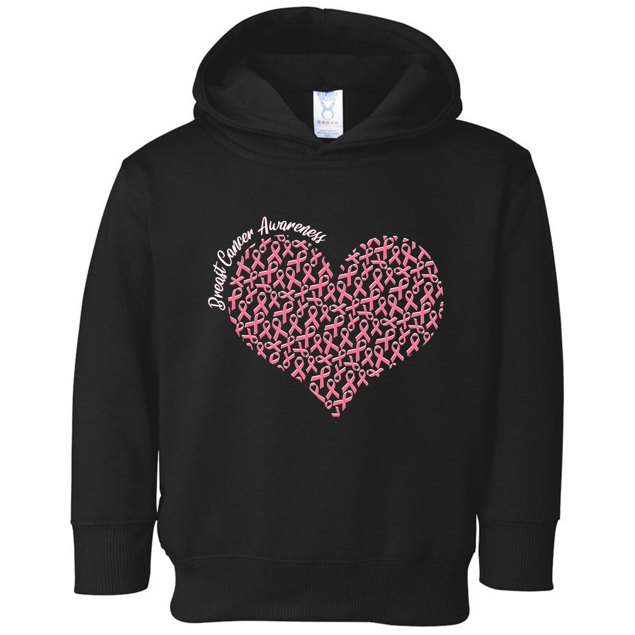 Cute Breast Cancer Awareness Ribbon Pattern Heart Toddler Hoodie