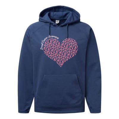 Cute Breast Cancer Awareness Ribbon Pattern Heart Performance Fleece Hoodie