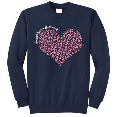 Cute Breast Cancer Awareness Ribbon Pattern Heart Tall Sweatshirt