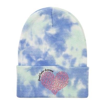 Cute Breast Cancer Awareness Ribbon Pattern Heart Tie Dye 12in Knit Beanie